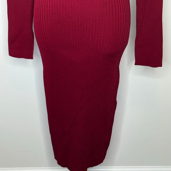 Jason Wu Collective Off the Shoulder Back Tie Maroon Sweater Dress Womens Medium - Picture 3 of 10